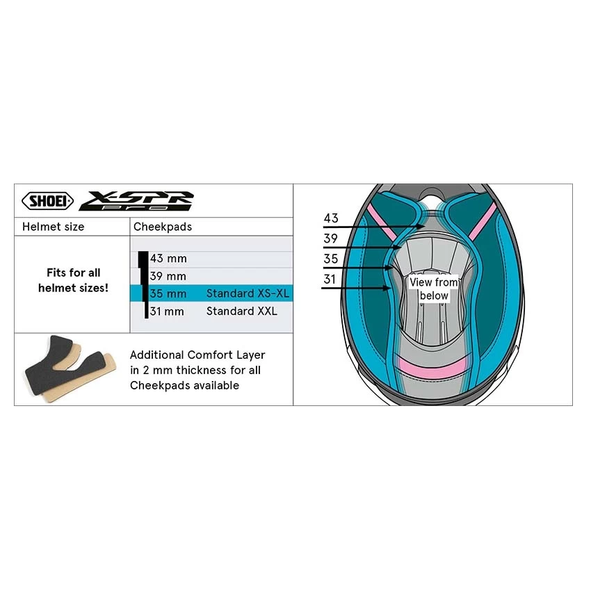 Shoei X-SPR Pro Cheek Pads 4 Shoei X-SPR Pro Cheek Pads - Afbeelding 2